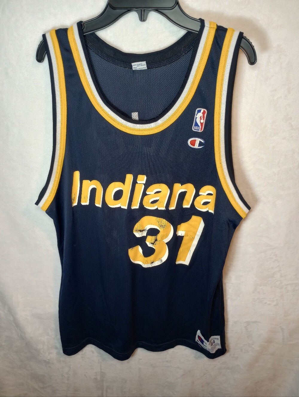 Vintage Champion Throwback Indiana Pacers Reggie Miller 31 NBA Basketball Jersey